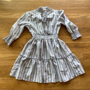 Blush Blue Striped Dress Size M 10/12 EUC